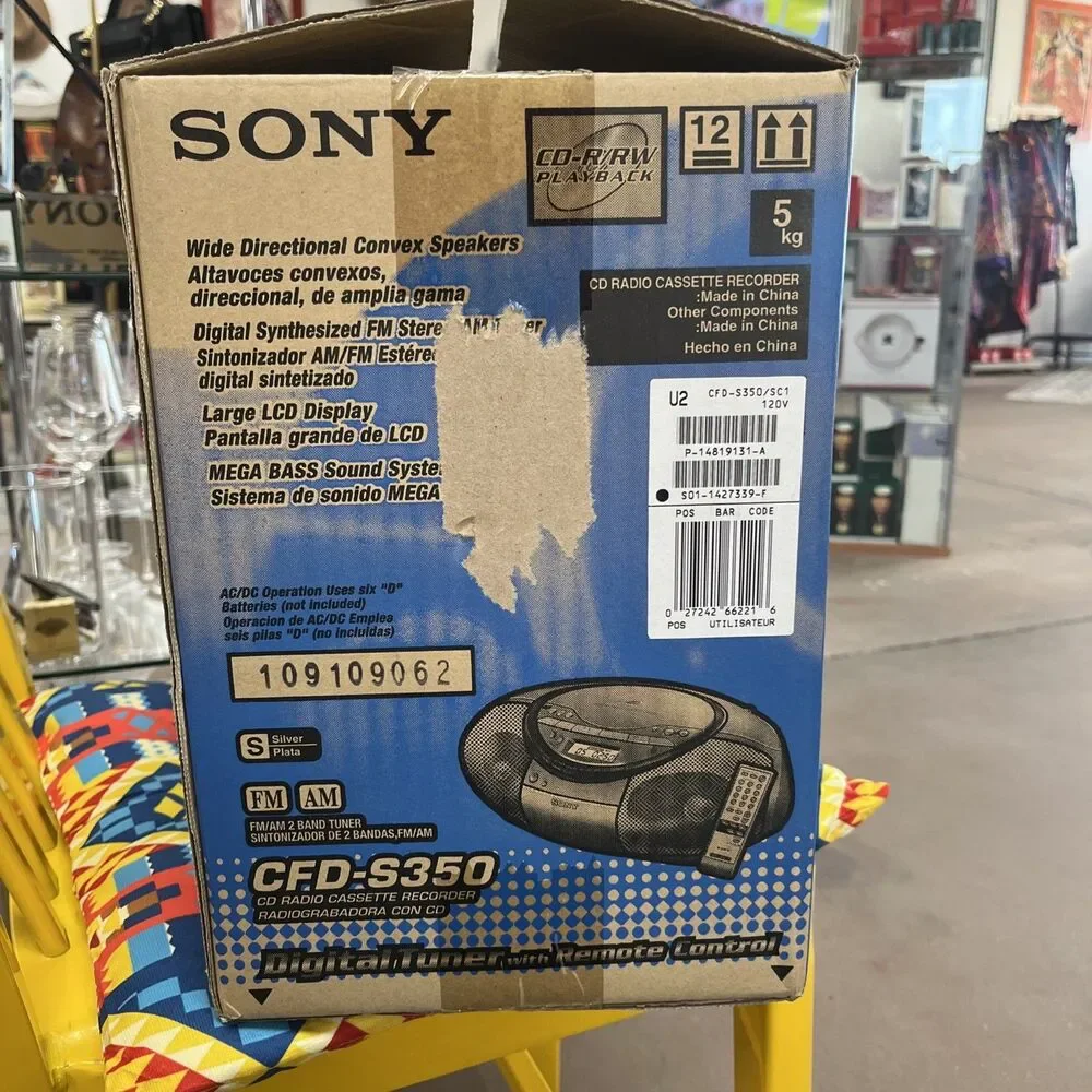 Sony CFD-S350 CD Radio Cassette Boombox Stereo Vintage Open Box No Remote
